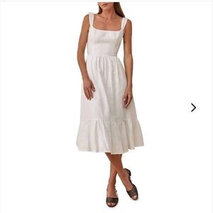 Reformation Bucatini Linen Midi Dress White Size 6